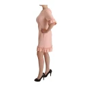 Dolce & Gabbana Pink Ruffled Sleeves Viscose Sheath Dress Rosa M