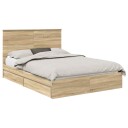  Seng med Oppbevaring Sonoma eik 140 x 190 cm Konstruert tre