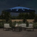 vidaXL Hengeparasoll med LED-lys asurblå 350 cm