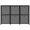 vidaXL Displayhylle med 6 kuber og bokser svart 103x30x72,5 cm stoff
