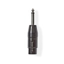 Nedis Xlr adapter XLR 3 pin Hun 6.35 Mm Han Nikkel Belagt Rett Metall Sort 1 Stk. Plastpose