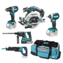 Makita DLX5032T 5-PK Verktøysett 18V med Børsteløse Maskiner og 3x5,0Ah Batterier