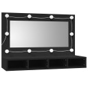  Speilskap med LED svart 90x31,5x62 cm 8720845921132