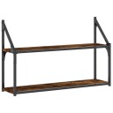  Vegghylle 2 etasjer røkt eik 80x21x51 cm konstruert tre 8721012126275