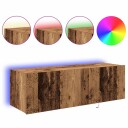  TV Veggskap med LED belysning Gamle Tre 100x35x31 cm
