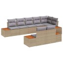vidaXL Hagesofa Set 8 stk. 8-Antall seter Beige og lys grå Polyrattan
