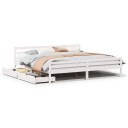  Sengeramme med madrass hvit 200x200 cm heltre furu