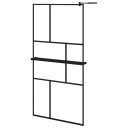 vidaXL Dusjvegg med hylle svart 100x195 cm ESG-glass og aluminium
