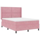  Box Spring Seng med Madrass & LED Rosa 140x190 cm Fløyel