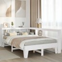  Seng med bokhylle uten madrass hvit 120x200 cm heltre furu