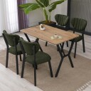Krylor spisegruppe bord 110 cm + 4 stoler - Grønn og Valnøtt