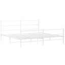 vidaXL Sengeramme i metall med hode- og fotgavl hvit 193x203 cm 8721012303355