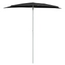 vidaXL Halvrund parasoll med stang 180x90 cm svart