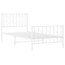 vidaXL Sengeramme i metall med hode- og fotgavl hvit 90x200 cm 8721012250307