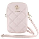 Deklas Guess Pu Quilted 4G Metal Logo Wallet Phone Bag Zipper Rožine