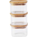 Pebbly Glasskrukker med bambuslokk 10x10 cm 3 stk.