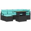 vidaXL Hagesofa Set 7 stk. Svart og teal polyrotting