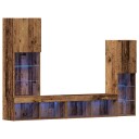  TV skap med LED lamper Gamle tre 40,5x30x102 cm