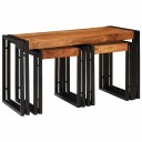  Sluttbord 3 pcs Brun og svart Massivt akasietre