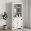 vidaXL Vitrine meksikansk corona-stil furu hvit 80x40x170 cm