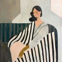 Woman In Recline Poster Plakat / 100x100cm