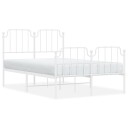 vidaXL Sengeramme i metall med hode- og fotgavl hvit 120x200 cm 8721012212619
