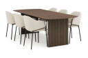 Bark Richeto Spisebord 240 cm med 6 Filip Spisestoler   Røkt eik / Hvit Bouclé