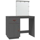 vidaXL Sminkebord med LED grå 95x50x133,5 cm heltre furu