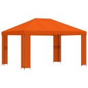 vidaXL Paviljong 4 × 3 m Oransje Polyester og stål 190 gsm