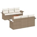  7-delers hagesofa-sett med puter Beige Polyrotting Akasie