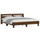 vidaXL Sengeramme med hodegavl brun eik 200x200 cm konstruert tre 8721012246157