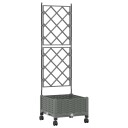 vidaXL Hageplanter med espalier og hjul Lysegrå 40 x 40 x 131,5 cm PP