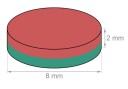 Liten skivemagnet Ø 8 mm N38 – sterk minimagnet for hobby og kontor
