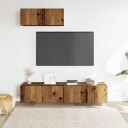  TV-skapsett 3 deler veggmontert gammelt tre konstruert tre 8721158760173