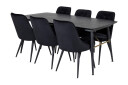 Venture Home Spisegruppe Deniall Forlengningsbar 180cm inkl 6 Chantor Lyx   Svart