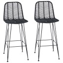  Barstol 2 pcs Svart 44,5 x 53 x 111 cm Rattan og Jern