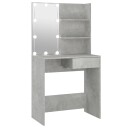 vidaXL Sminkebord med LED betonggrå 74,5x40x141 cm