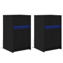  LED Nattbordskap 2 pcs Svart eik 38 x 34 x 61 cm Sponplate
