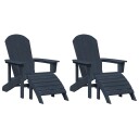 Adirondack Stoler med Fotstøtte 2 stk Navy Blå HDPE