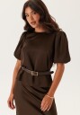 Vila Viellette 2/4 Satin Puff Top Noos Brown 44