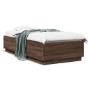  Sengeramme med LED-lys brun eik 100x200 cm konstruert tre 8721012273665