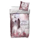 Licens Unicorn sengetøy 140x200 cm 100% bomull 2 i 1 Design Belive in your dreams