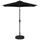 vidaXL Hageparasol med LED lamper og fot 2,3 x 2,3 m Polyester Svart