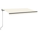vidaXL Manuell uttrekkbar markise med LED 400x350 cm kremhvit