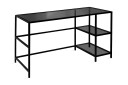 Skrivebord Vallsbo 130 cm med Oppbevaring 2 Hyller   Glass/Røykfarget/Svart