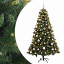 vidaXL Kunstig juletre med julekuler 240 cm 300 LED-lys Varmhvit