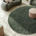 Rundt teppe   Combarro Solid Cotton Shaggy grønn Størrelse: Ø 160 cm