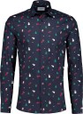 Lindbergh Aop Christmas Shirt L/S   NAVY   S