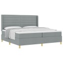  Box Spring Seng med Madrass Lysegrå 200x200 cm Stoff