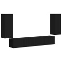 vidaXL TV-benksett 4 pcs Svart Konstruert tre